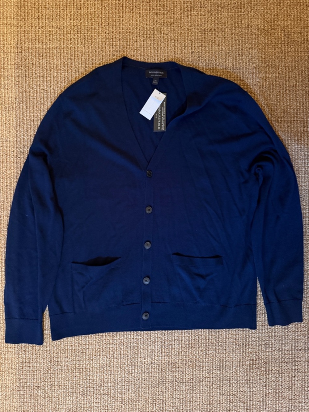 NWT Banana Republic Men's Deep Navy Button-Front Cardigan